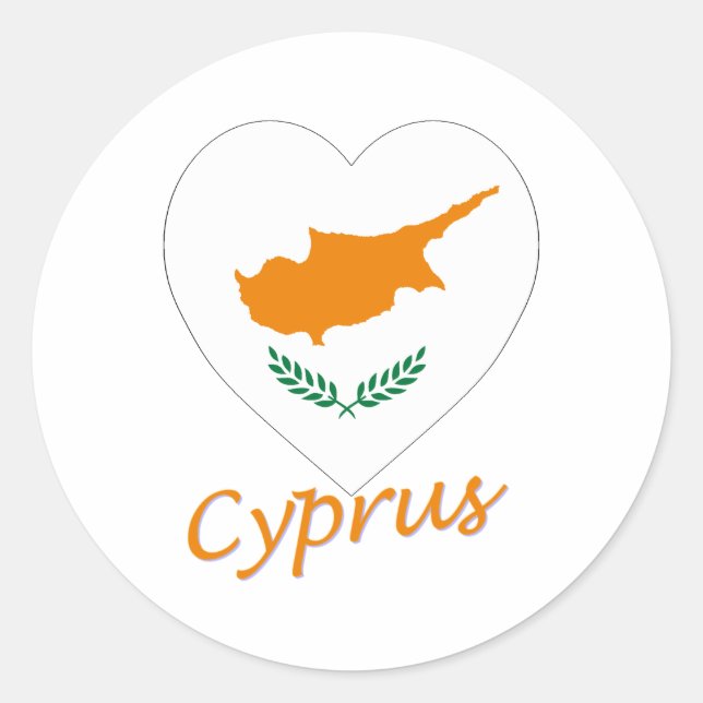 Adesivo Redondo Cyprus Flag Heart (Frente)