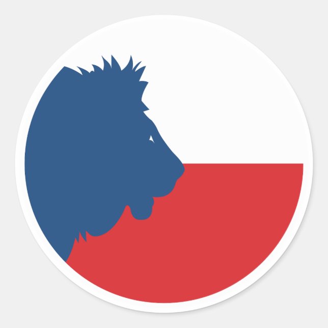 Adesivo Redondo Czechia Lion Bandeira Nacional Checa (Frente)