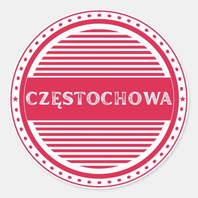 Adesivo Redondo Czestochowa City Pride Emblem – Polish Identity (Frente)