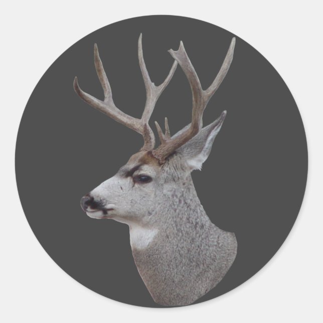 Adesivo Redondo D27 Mule Deer Buck Head (Frente)