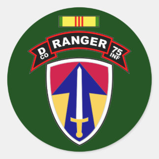 Adesivo Redondo D Co, 75.º Regimento de Infantaria - Rangers, Viet