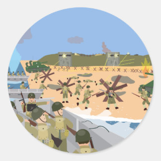 Adesivo Redondo D-Day 1944 praia de Omaha (História Simples)
