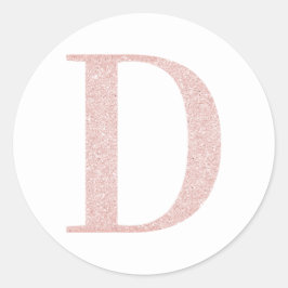 Adesivo Redondo D de Glitter Rosa Dourado Pálido Feminino