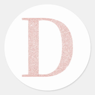 Adesivo Redondo D de Glitter Rosa Dourado Pálido Feminino