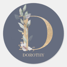 D Monograma Floral Personalizado Clássico Redondo