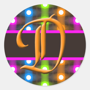 Adesivo Redondo D Monograma - Letra Envelope Selo