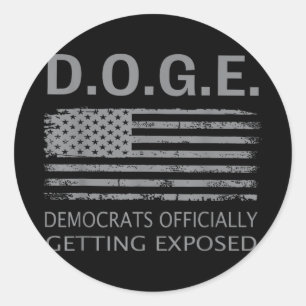 Adesivo Redondo D.o.g. e Doge Democratas que Oficialmente se Expõe