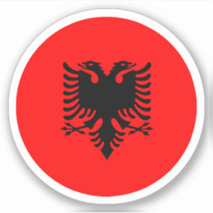 Adesivo Redondo da Bandeira da Albânia