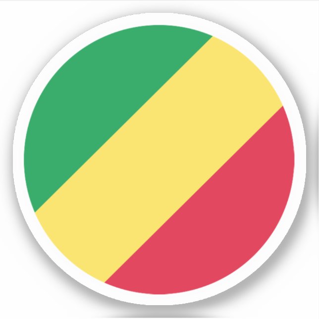 Adesivo Redondo da Bandeira da República do Congo (Frente)