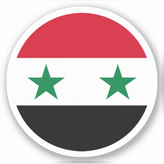 Adesivo Redondo da Bandeira da Síria (Frente)