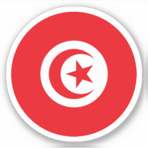 Adesivo Redondo da Bandeira da Tunísia