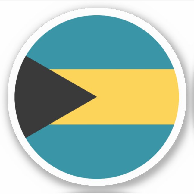 Adesivo Redondo da Bandeira das Bahamas (Frente)