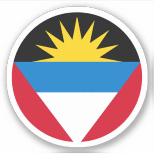 Adesivo Redondo da Bandeira de Antígua e Barbuda