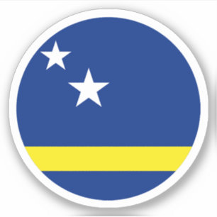 Adesivo Redondo da Bandeira de Curaçao