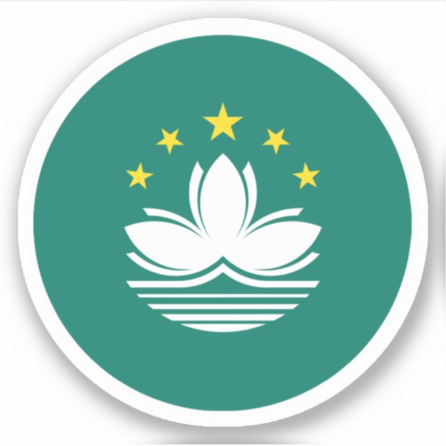 Adesivo Redondo da Bandeira de Macau (Frente)