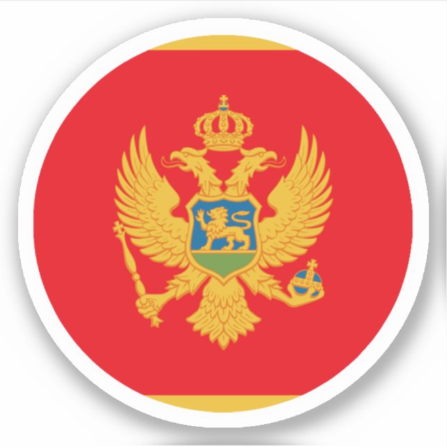 Adesivo Redondo da Bandeira de Montenegro (Frente)