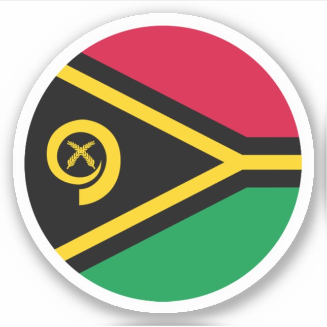Adesivo Redondo da Bandeira de Vanuatu (Frente)