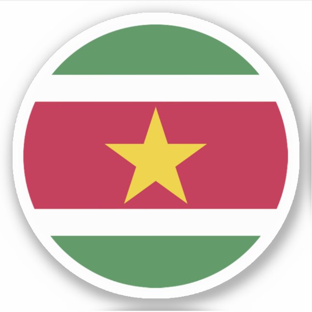 Adesivo Redondo da Bandeira do Suriname (Frente)