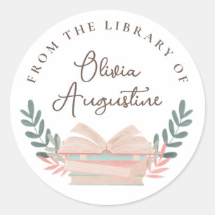 Adesivo Redondo Da Biblioteca de / Este Livro Pertence ao Sticker