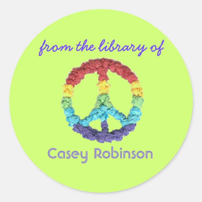 Adesivo Redondo "Da biblioteca de" livro com placa de identificaçã (Frente)