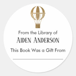 Adesivo Redondo Da Biblioteca do Dourado Balão de Ar Quente