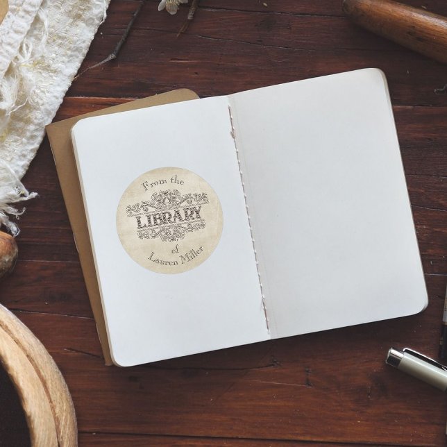 Adesivo Redondo Da Biblioteca do Proprietário do Livro Personaliza (Criador carregado)