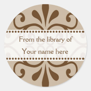 Adesivo Redondo Da biblioteca dos Bookplates