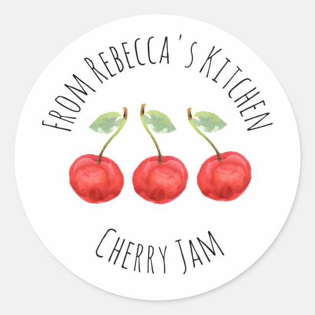 Adesivo Redondo Da Cozinha da Cherry Jam   Clássico Redondo  (Frente)