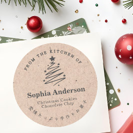 Adesivo Redondo Da Cozinha da Estrela da Árvore de Natal Kraft