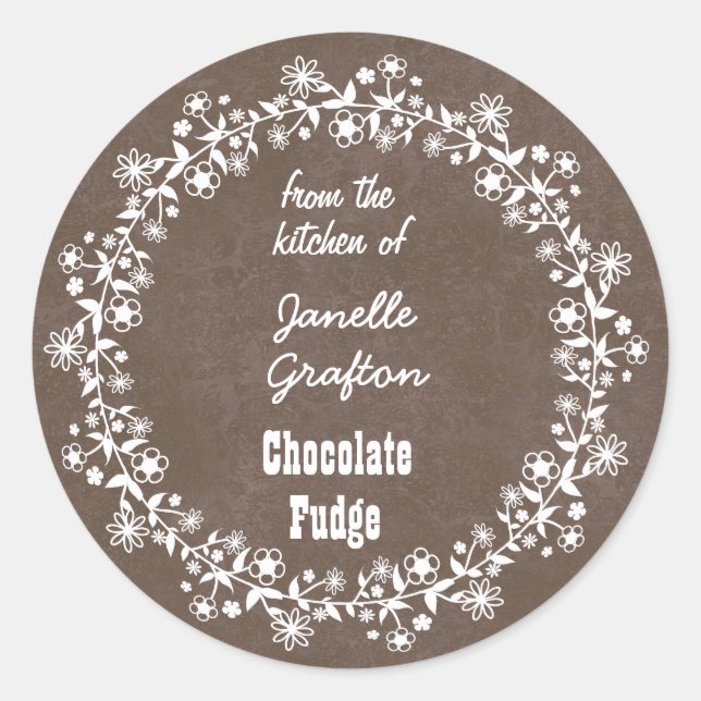 Adesivo Redondo Da Cozinha das FLOWERS Canning Label V16 (Frente)