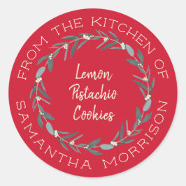 Adesivo Redondo Da Cozinha De | Eucalyptus Wreath em Vermelho