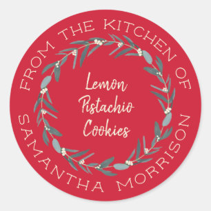 Adesivo Redondo Da Cozinha De   Eucalyptus Wreath em Vermelho