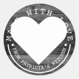 Adesivo Redondo Da Cozinha De - Feita Com Amor, Madeira Negra