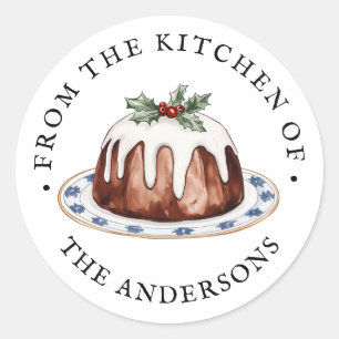 Adesivo Redondo Da Cozinha De Pudim de Natal