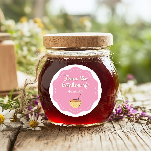 Adesivo Redondo Da Cozinha De/Vinheta Rosa (Criador carregado)