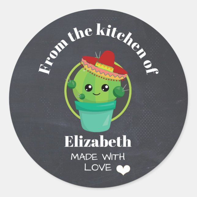 Adesivo Redondo Da cozinha do cacto em um Sombrero (Frente)