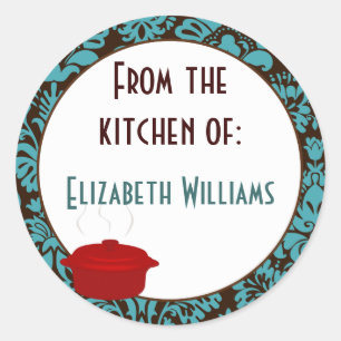 Adesivo Redondo Da cozinha do damasco de Brown da cerceta