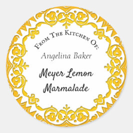 Adesivo Redondo Da Cozinha Do Elemento Amarelo Da Vintagem Persona