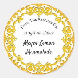 Adesivo Redondo Da Cozinha Do Elemento Amarelo Da Vintagem Persona