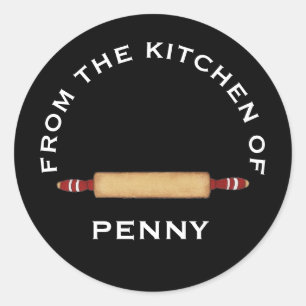 Adesivo Redondo Da Cozinha do Mínimo Pin Preto