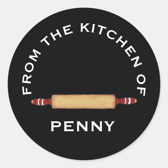 Adesivo Redondo Da Cozinha do Mínimo Pino Branco Preto (Frente)