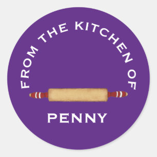Adesivo Redondo Da cozinha do pino rolante minimalista roxo