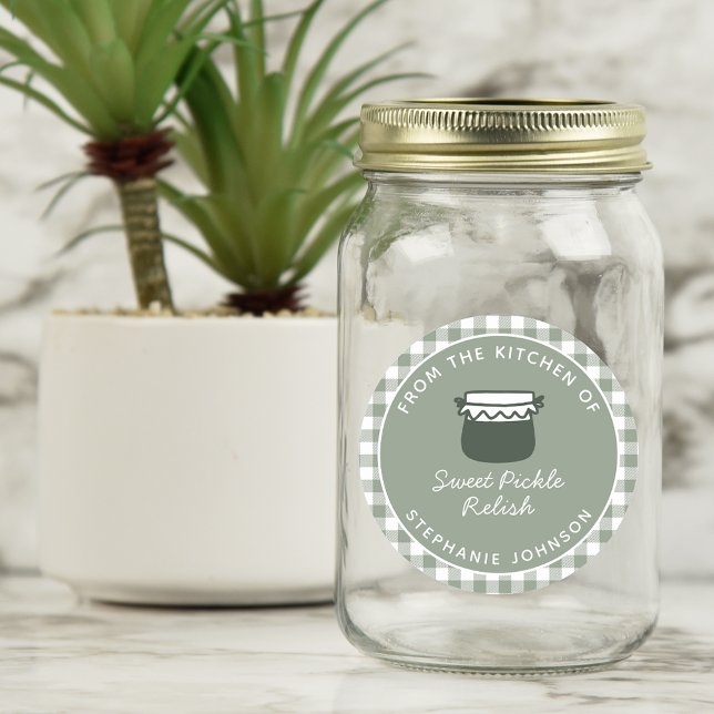 Adesivo Redondo Da Cozinha do Presente de Comida de Sage (Food Gift From the Kitchen of Sage Green Classic Round Sticker)