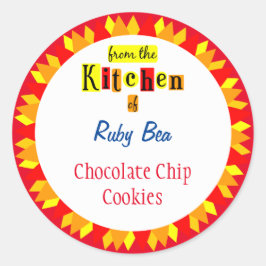 Adesivo Redondo Da Cozinha do Starburst Retro Editável