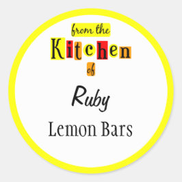 Adesivo Redondo Da Cozinha dos Autocolantes Amarelos Retro