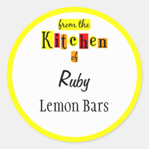 Adesivo Redondo Da Cozinha dos Autocolantes Amarelos Retro