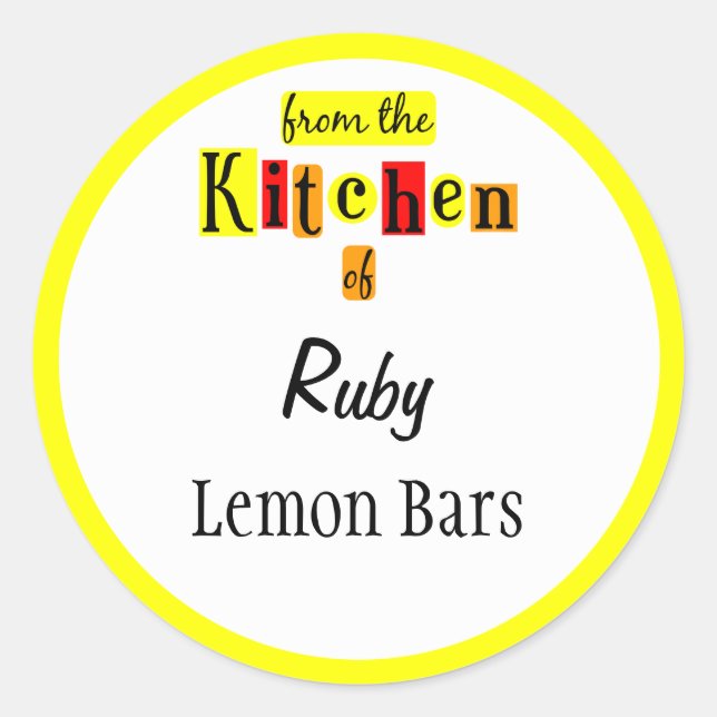 Adesivo Redondo Da Cozinha dos Autocolantes Amarelos Retro (Frente)