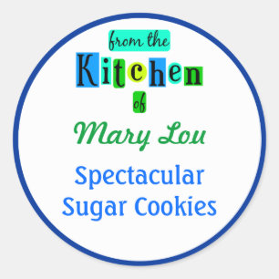 Adesivo Redondo Da Cozinha dos Sticks Verdes Azuis