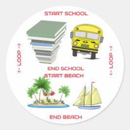 Adesivo Redondo Da escola para a praia