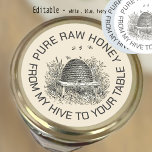 Adesivo Redondo Da Minha Colmeia À Sua Mesa Vintage Passe Logotipo<br><div class="desc">Esta bonito bifurcação com texto editável funciona lindamente como um logotipo de Boné Jar para tampas de Jar de Mel.</div>